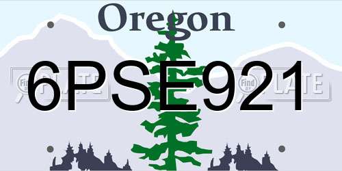 6PSE921 Oregon License Plate