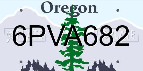 6PVA682 Oregon License Plate