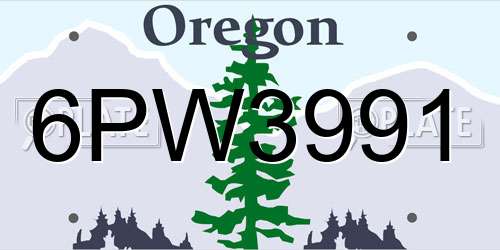 6PW3991 Oregon License Plate