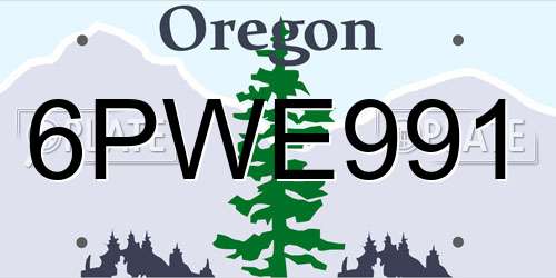 6PWE991 Oregon License Plate