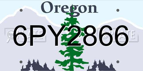 6PY2866 Oregon License Plate