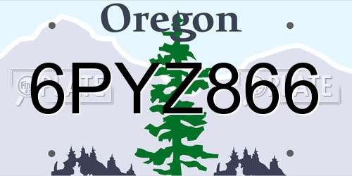 6PYZ866 Oregon License Plate