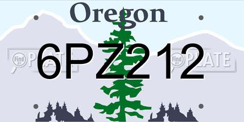 6PZ212 Oregon License Plate