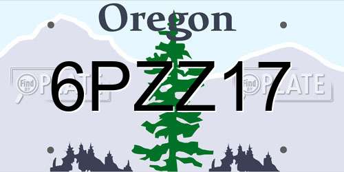 6PZZ17 Oregon License Plate