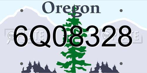 6Q08328 Oregon License Plate