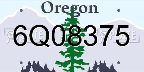 6Q08375 Oregon License Plate