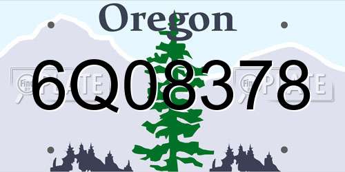 6Q08378 Oregon License Plate