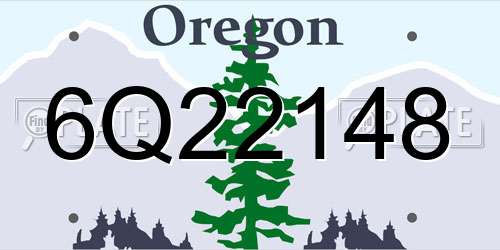 6Q22148 Oregon License Plate