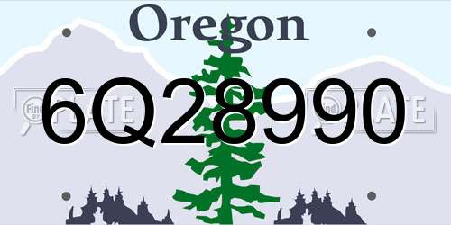 6Q28990 Oregon License Plate