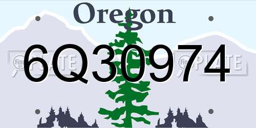 6Q30974 Oregon License Plate