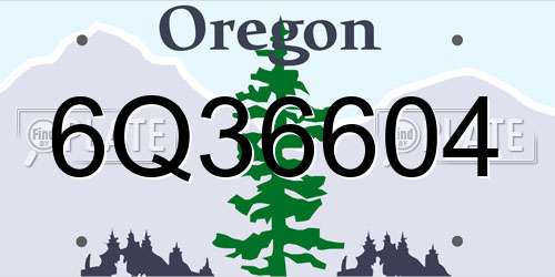 6Q36604 Oregon License Plate