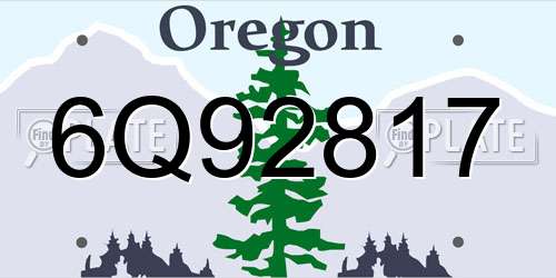 6Q92817 Oregon License Plate