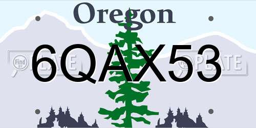 6QAX53 Oregon License Plate