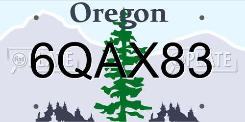 6QAX83 Oregon License Plate