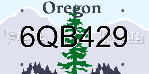 6QB429 Oregon License Plate