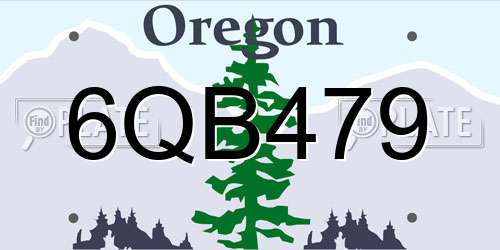 6QB479 Oregon License Plate