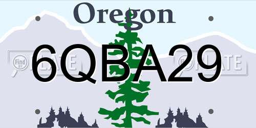 6QBA29 Oregon License Plate