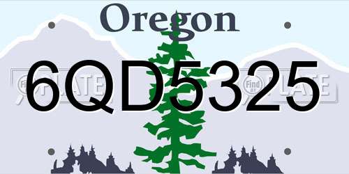 6QD5325 Oregon License Plate