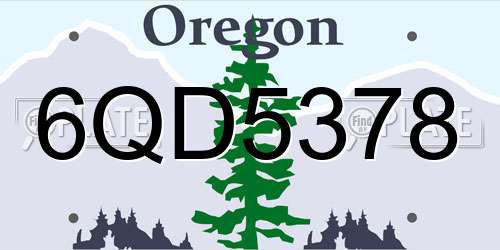 6QD5378 Oregon License Plate