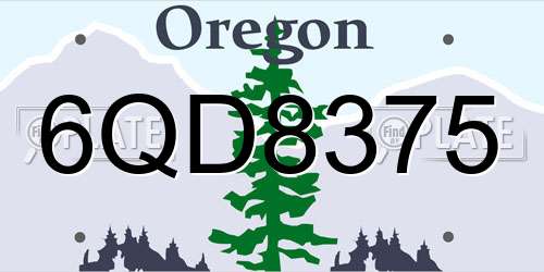 6QD8375 Oregon License Plate
