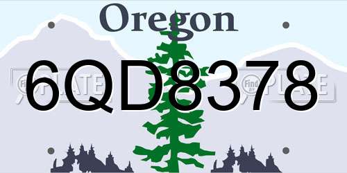 6QD8378 Oregon License Plate