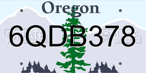 6QDB378 Oregon License Plate
