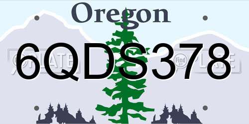 6QDS378 Oregon License Plate