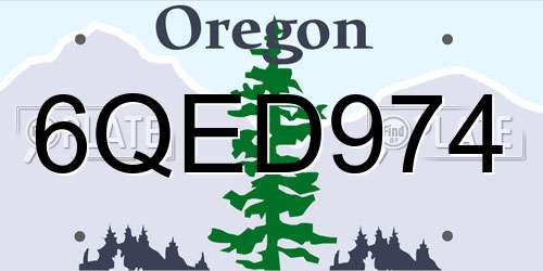 6QED974 Oregon License Plate
