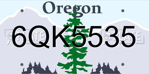 6QK5535 Oregon License Plate