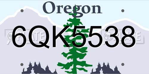 6QK5538 Oregon License Plate
