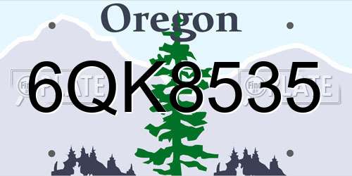 6QK8535 Oregon License Plate