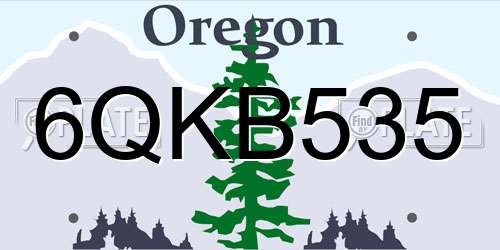 6QKB535 Oregon License Plate