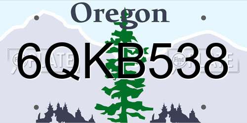 6QKB538 Oregon License Plate