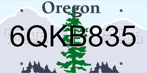 6QKB835 Oregon License Plate