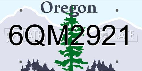 6QM2921 Oregon License Plate