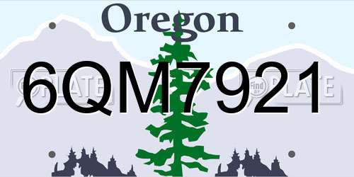 6QM7921 Oregon License Plate