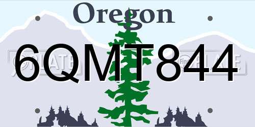 6QMT844 Oregon License Plate