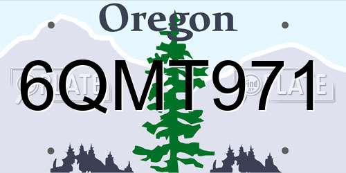 6QMT971 Oregon License Plate