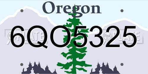 6QO5325 Oregon License Plate