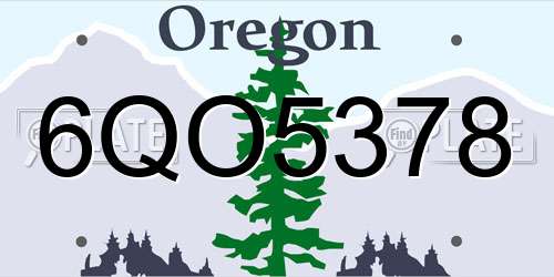 6QO5378 Oregon License Plate