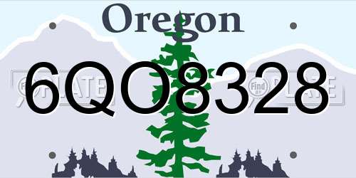 6QO8328 Oregon License Plate