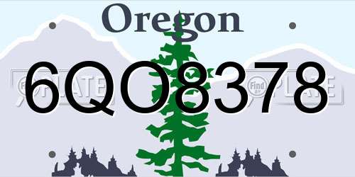 6QO8378 Oregon License Plate