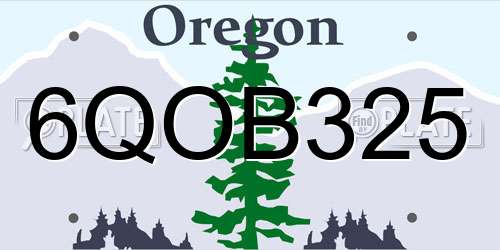 6QOB325 Oregon License Plate