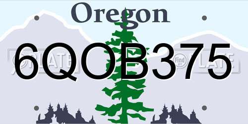 6QOB375 Oregon License Plate