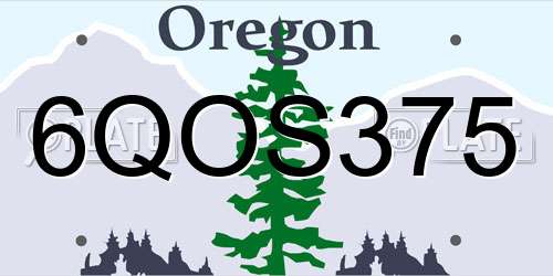 6QOS375 Oregon License Plate