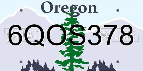 6QOS378 Oregon License Plate