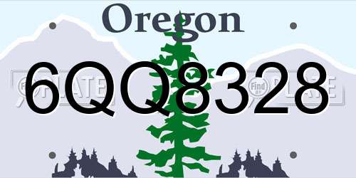 6QQ8328 Oregon License Plate