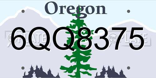 6QQ8375 Oregon License Plate