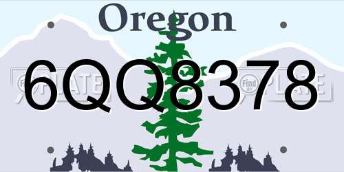 6QQ8378 Oregon License Plate