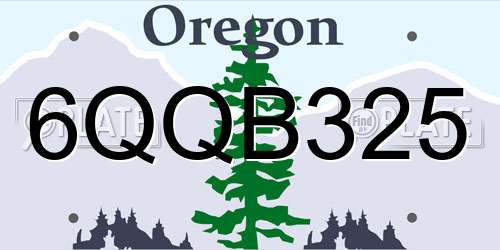 6QQB325 Oregon License Plate